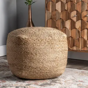 Пуф Cork Braided Solid Jute Filled Ottoman Pouf nuLOOM, Размер: 36 x 46 x 46 см см, бежевый