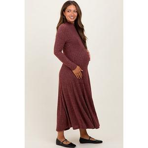 Платье-Миди с воротником-стойкой в рубчик для беременных Pinkblush