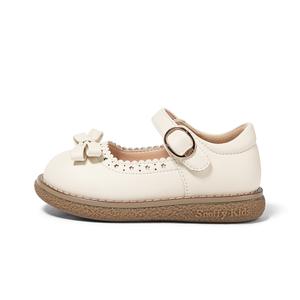 Нескользящие, дышащие и сбалансированные детские кожаные туфли. Snoffy, кремовый/белый