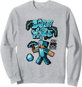 Толстовка Minecraft Steve Diamond Armor Born To Mine, серая