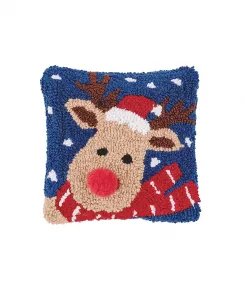 Рождественская декоративная подушка с изображением оленя, маленькая/маленькая, 8 дюймов x 8 дюймов C&F Home, blue