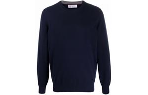 Вязаный свитер с круглым вырезом Brunello Cucinelli, синий