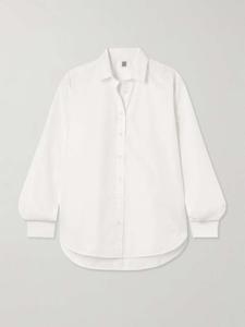 Рубашка свободного кроя из органического хлопка и поплина с вышивкой Toteme, белый