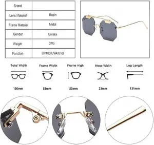 Солнцезащитные очки большого размера 2027 года для женщин, без оправы, для мужчин, прозрачные, красные, синие, розовые, с защитой от УФ-излучения UV400 MTZJH, Red