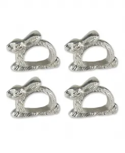 Набор из 4 колец для салфеток в виде серебряного кролика Design Imports