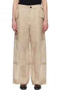 Брюки бежевого цвета из папируса ISSEY MIYAKE