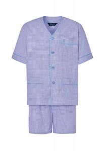 Мужская короткая синяя пижама из поплина для дзюдо в клетку El Búho NOCTURNO, синий
