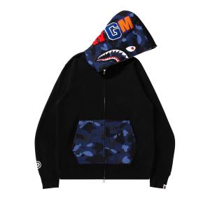 Толстовка на молнии с камуфляжным принтом BAPE Color Camo Shark, цвет Черный/Синий