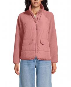 Женская флисовая куртка с комбинированным рисунком и высоким ворсом Lands' End, Dark rose clay