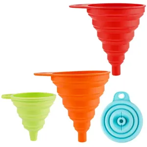 Набор компактных складных силиконовых воронок с узким горлышком Zulay Kitchen, мультиколор