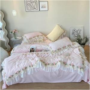 YUSIWOAL Комплект постельного белья французский принцесса вельвет флис цветы кружево рюши