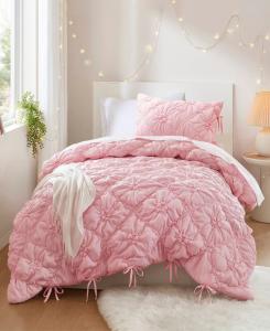 Комплект постельного белья из двух предметов с цветочной вышивкой Лилия, размер Twin Intelligent Design, Pink