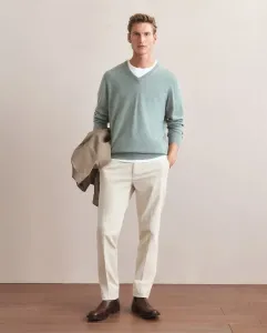 Мужской джемпер с V-образным вырезом, однотонный, из кашемира Emidio Tucci, бирюзовый