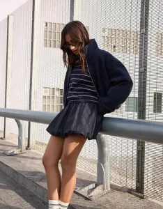 Синяя джинсовая мини-юбка Bershka Balloon