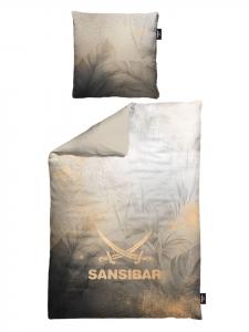 Постельное белье Jungle, 155x220 см, серо-коричневый/антрацитовый цвет Sansibar, 155 x 220 + 80 x 80 см