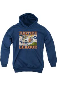 Молодежная толстовка с капюшоном Justice League of America New Dawn Group Gildan, темно-синий
