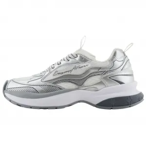 Кроссовки с логотипом и сетчатыми вставками EMPORIO ARMANI, серебро