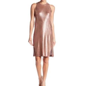 Платье из трикотажного полотна с боковыми разрезами без рукавов цвета розового золота Splendid