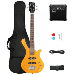 Детская электрическая бас-гитара Glarry GW101 36 дюймов желтого цвета / Усилитель 20 Вт