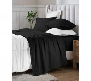 Комплект постельного белья из египетского хлопка плотностью 650 нитей на дюйм, однотонный, с глубокими карманами, размер Split King Superior, Black