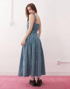 Сарафан миди с заниженной талией в зеленую клетку Reclaimed Vintage