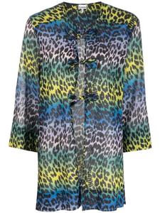 GANNI блузка с леопардовым принтом, синий