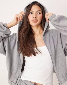 Толстовка с капюшоном из флиса ASOS DESIGN для дома, цвет светло-серый, микс и подбор