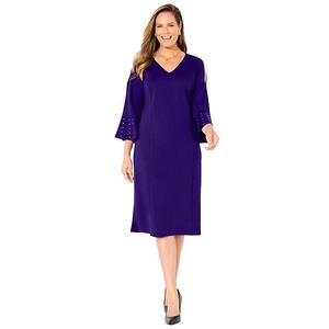 Женское платье plus size с холодным плечом и декором Catherines, Deep Grape