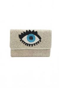 Мини-клатч с бусинами "Дурной глаз" в белом цвете Golden Stella