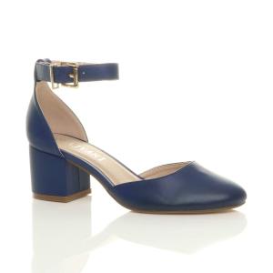 Туфли из искусственной кожи на среднем каблуке с ремешком на щиколотке, состоящие из 2 частей AJVANI, темно-синий