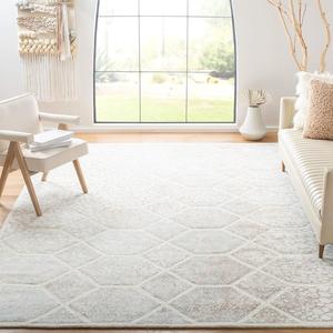 Ковер SAFAVIEH, 244 x 305 см, - коллекция Restoration Vintage - большой - Ivory, ручной работы из шерсти и вискозы, современный абстрактный дизайн, идеально для гостиной, спальни, офиса, столовой (RVT117A)