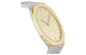 Наручные часы 25H с кварцевым механизмом, стальной браслет, золотой циферблат, мужские часы GUCCI