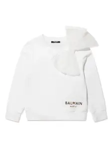 Декорированная толстовка с бантом Balmain Kids, белый