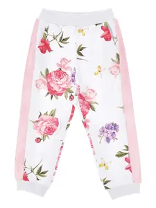 Спортивные брюки с цветочным принтом Monnalisa, белый