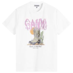 Футболка с принтом базовых ботинок Ganni, bright белый