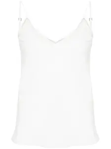 Крепдешиновый топ с V-образным вырезом Nissa, белый