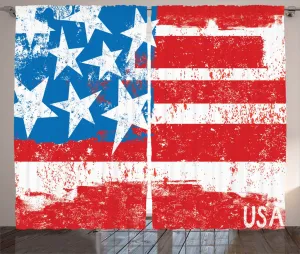Штора ABAKUHAUS "Американский флаг в деревенском стиле", ретро-королевское искусство, универсальные ленточные шторы для гостиной с петлями и крючками, 280 x 245 см, кораллово-белый Abakuhaus