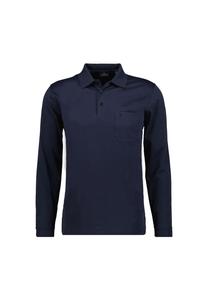 Мужская рубашка-поло с длинными рукавами — мягкая трикотажная рубашка-поло на пуговицах с длинными рукавами, смесь хлопка, планка на пуговицах, легкий уход RAGMAN, темно-синий
