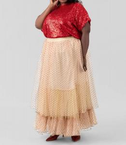 Тиллы Макси Юбка плюс в теплом бежевом -bl^nk-