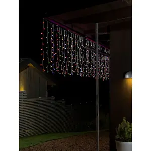 Светодиодный световой занавес, 400 лампочек, с разноцветными шариками, 400 разноцветных диодов Konstsmide, прозрачный