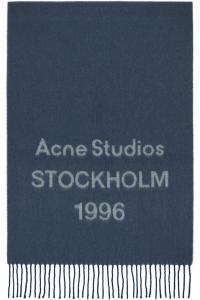 Acne Studios Широкий синий шарф с логотипом