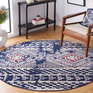 Ковер SAFAVIEH, 183 x 183 см, Adirondack Collection Navy / Light Grey ADR202N в стиле Modern Boho, потертый, без ворса, для столовой, прихожей, гостиной, спальни