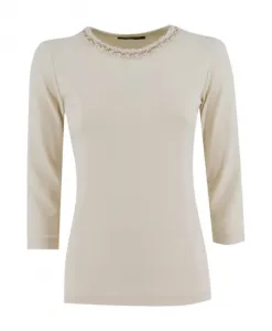 Футболка с рукавами 3/4 и декоративным воротником. Fabiana Filippi, бежевый