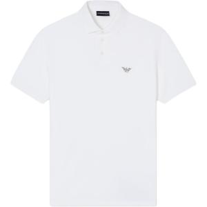 Пике поло с вышитым орлом EMPORIO ARMANI, белый