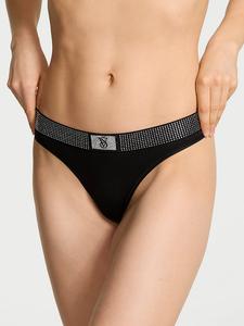 Трусики-Стринги Shine-Waist из хлопка Cotton, shine waist black