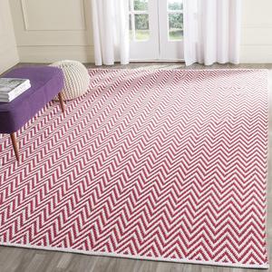 Ковер SAFAVIEH, 244 x 305 см, - коллекция Montauk - большой - Red & Ivory, ручной работы хлопок, узор Chevron, идеально для гостиной, спальни, офиса, столовой (MTK812K)