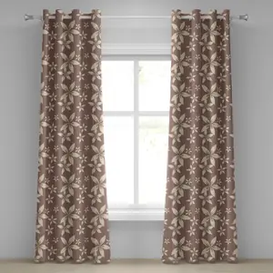 Шторы на люверсах ABAKUHAUS с цветочным узором, цветы в стиле шебби-шик на абстрактном пастельно-полосатом фоне, декоративные двухпанельные шторы, 280 см x 175 см, теплый серо-коричневый светло-розовый цвет