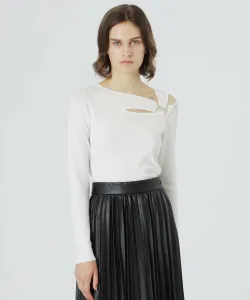 Пуловер с асимметричным низом и вырезом Loveless, цвет White