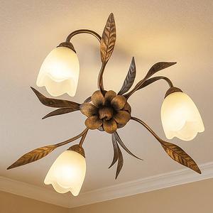 Потолочный светильник ONLI Sonia Typ A, сатиновое стекло / железо - количество языков пламени: 3