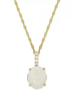 Ожерелье с подвеской из 14-каратного золота с опалом (1-5/8 карата) и бриллиантом (1/10 карата) Macy'S, opal